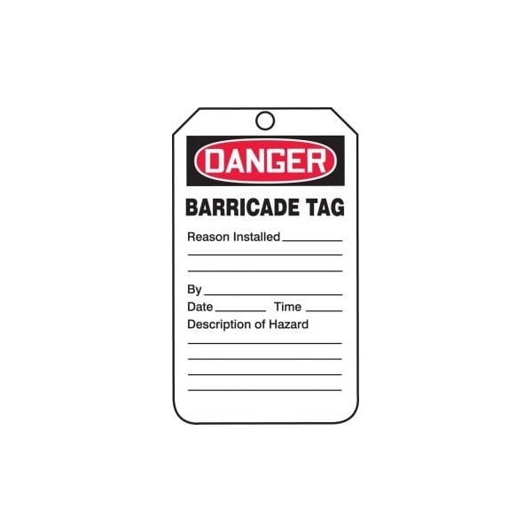 Accuform Safety Tags, DANGER BARRICADE TAG, 5.75in x 3.25in, PF-Cardstock, 5PK TAB104CTP - main